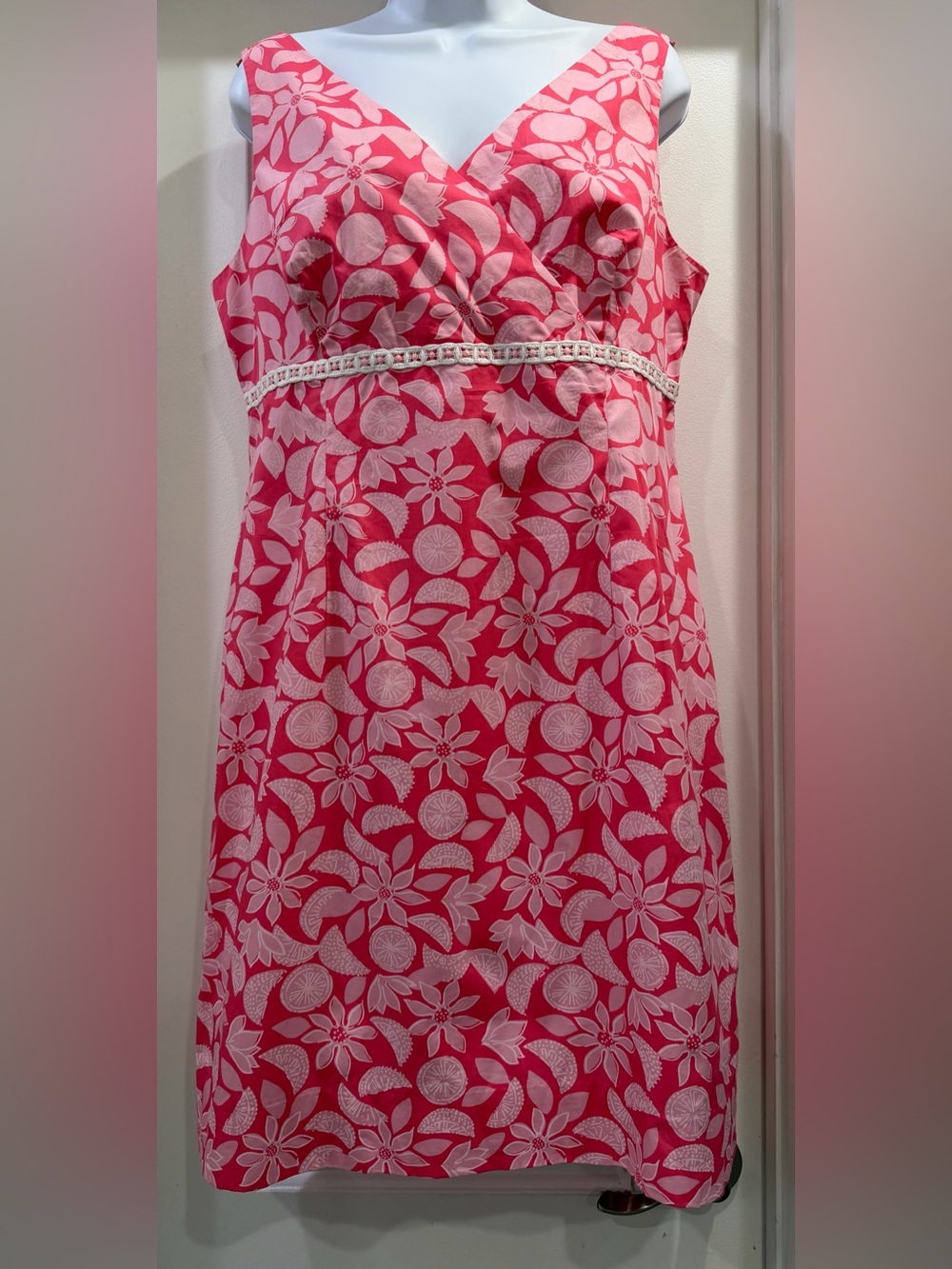 Lilly Pulitzer Vintage White Label Stacie Shift Dress Citrus Floral Size 12